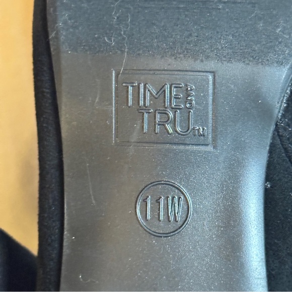 Time & Tru Women's Faux Suede Slouch Boots Kitten Heels Black Size 11W - NWT - Picture 7 of 8